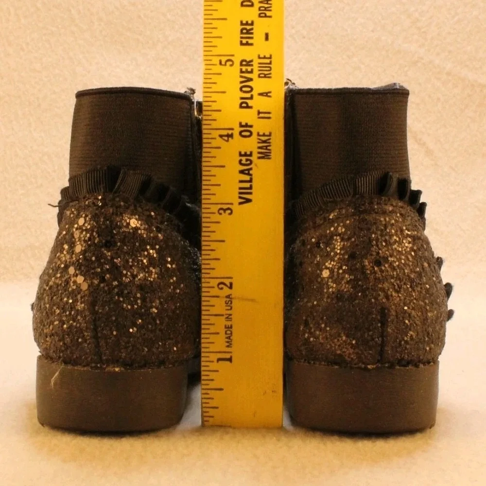 Jumping Beans Luella Toddler Girls‎ 11 Black Glitter Ankle Boots Side Zip
